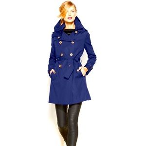 MICHAEL KORS cobalt royal blue trench coat XL